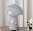 Stripe-Pure Grey-white Retro Swirl Glass Mushroom Table Lamp LED Bedside Night Light