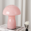Stripe-Pure Pink Retro Swirl Glass Mushroom Table Lamp LED Bedside Night Light