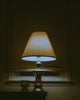 brown table lamp on brown wooden table