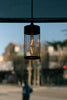 a birdcage hanging from the side of a building