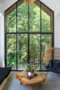 A living room with a couch and a table