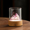 Pink LED Glass Night Light with Mountain Design USB Rechargeable for Home
