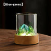 Blue-green Glass Mountain Ambient Night Light USB Rechargeable Touch Bedside Lamp Adjustable 3-Color Light