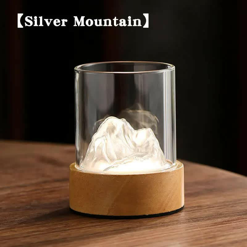 Silver Glass Mountain Ambient Night Light USB Rechargeable Touch Bedside Lamp with Adjustable 3 Color Light