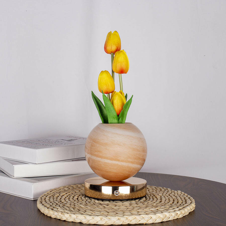 Yellow Tulip Night Light with Realistic Bouquet Dreamy Planet LED Mood Lamp for Bedroom Decor