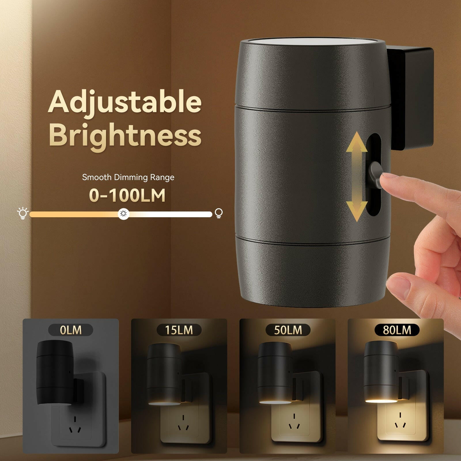 Adjustable Brightness Plug-In Night Light Rotatable Motion Sensor for Hallway Bedroom