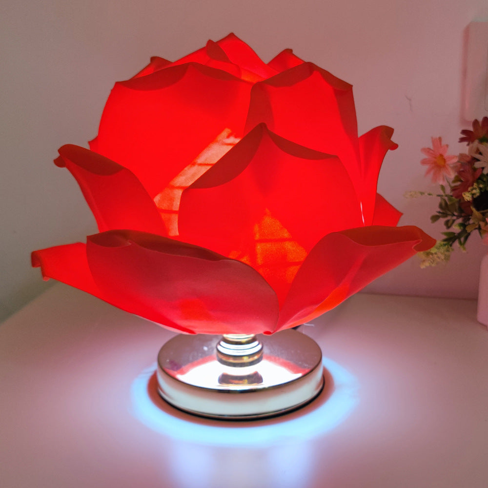 Illuminate Your Space with a Red Lotus Flower Table Lamp.