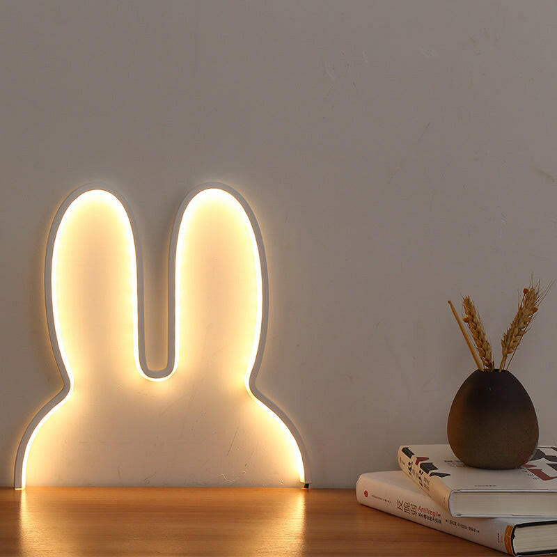 White 29x30cm Adorable Bunny LED Wall Night Light USB Powered Warm White Lamp for Kids Room Decor
