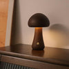 Dark Brown Solid Wood Mushroom LED Table Lamp Rechargeable Touch Night Light Large