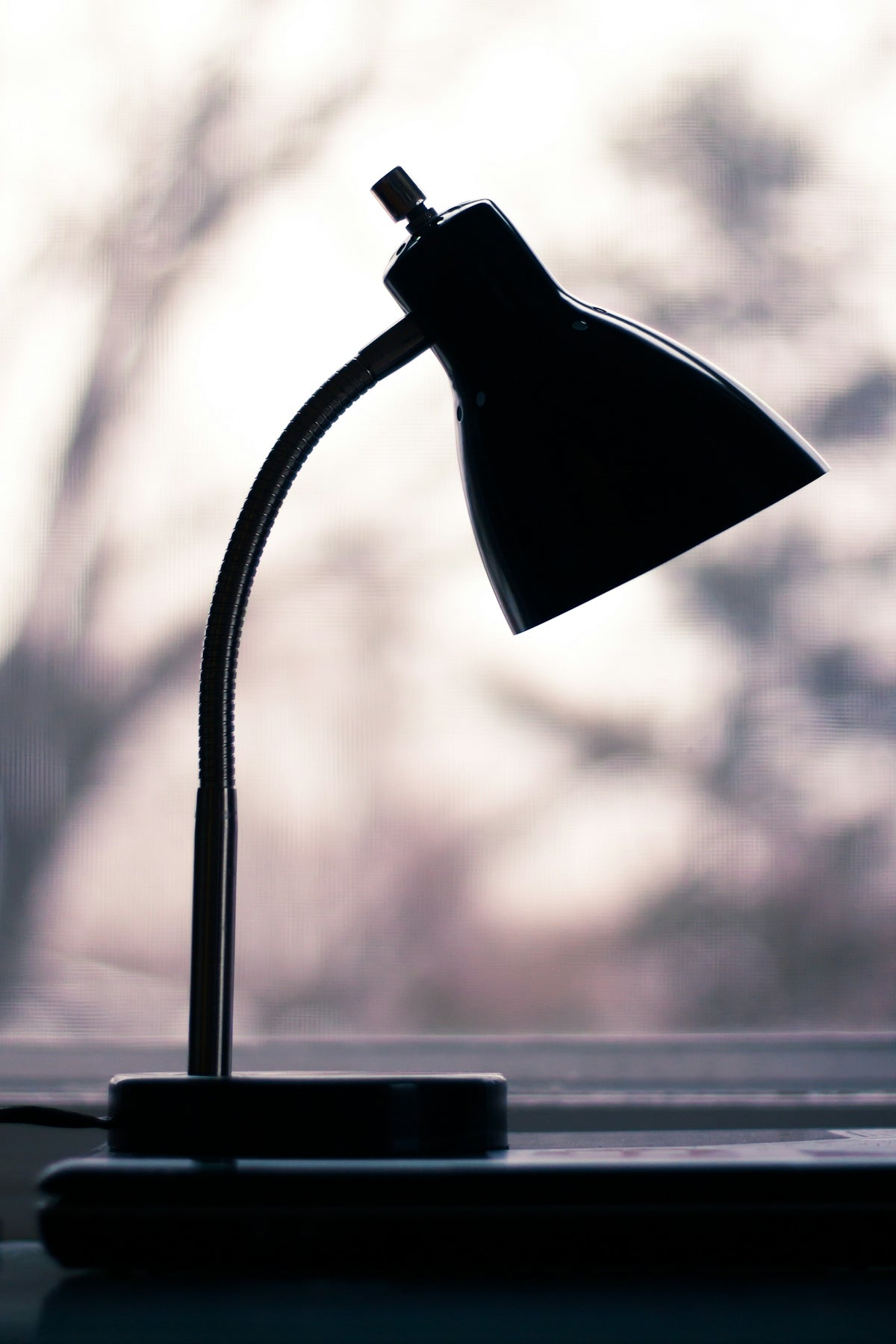 black study lamp turned off