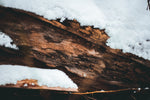 a piece of wood with snow on top of it
