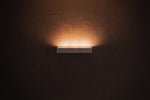 white light bulb turned on in dim lit room