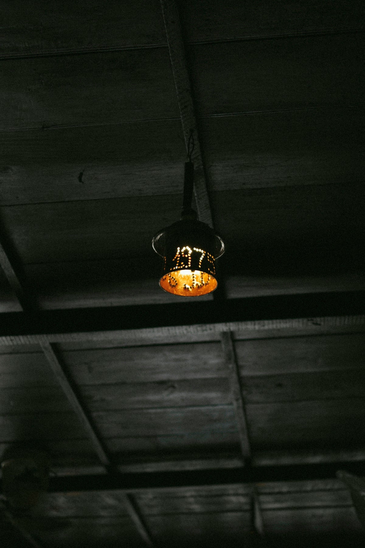 orange and black pendant lamp