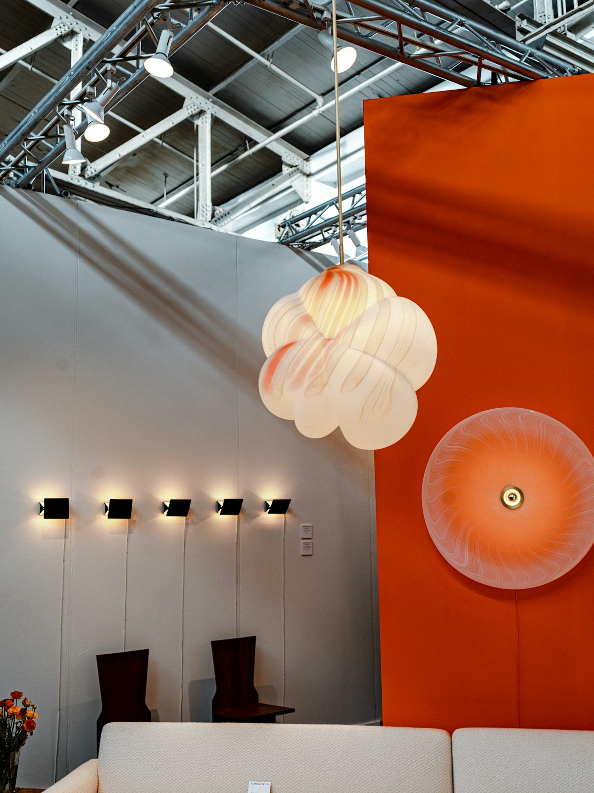 white and orange paper lantern