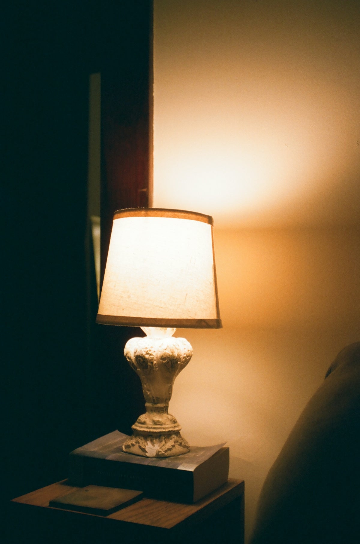 a lamp on a table