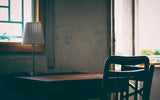 a lamp on a table