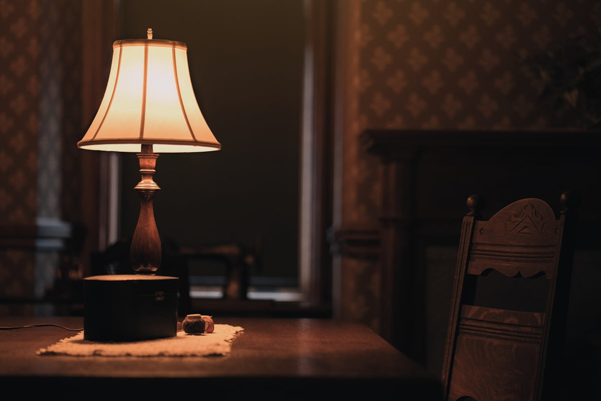 a lamp and a chair