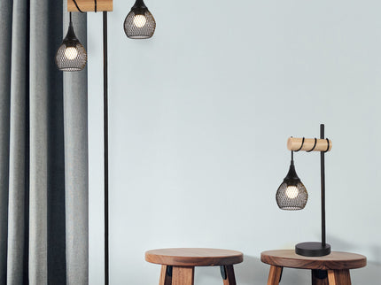 Lars Table Lamp Modern Industrial Design with Timber Accent.