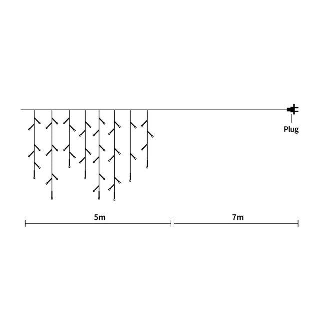 300 LED fairy string lights in a cascading design, perfect for indoor and outdoor decoration