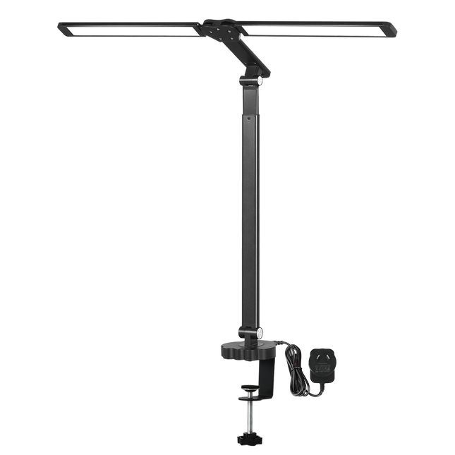Emitto Double Head LED Desk Lamp Dimmable With Clamp