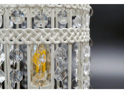 Harmony White Iron Birdcage Table Lamp Elegant Boho Decor.