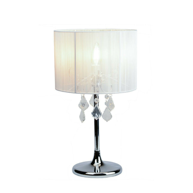 Paris Crystal Table Lamp White Black Elegant Modern Decor.