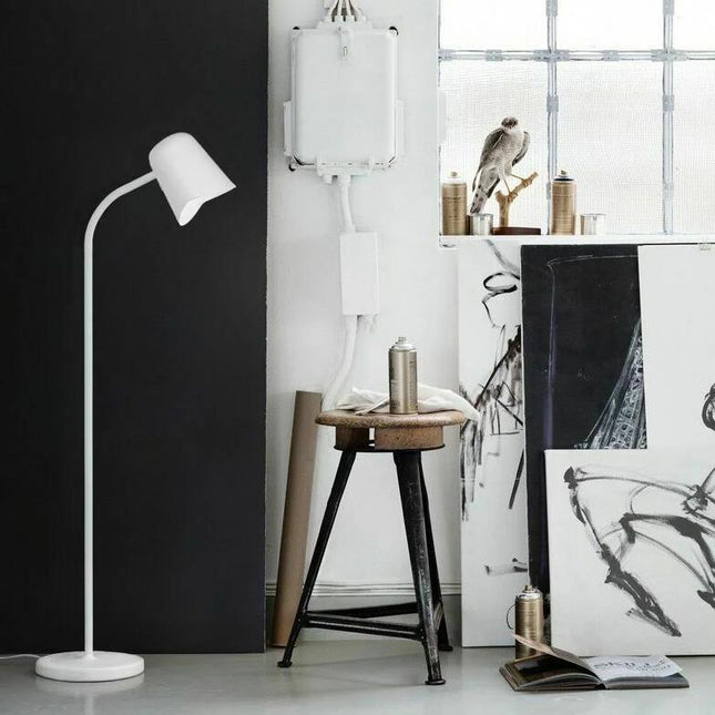 Peggy Adjustable Floor Lamp White Black Modern Reading Light.