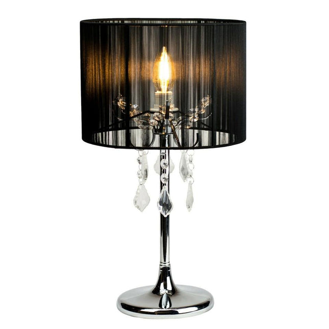Paris Crystal Table Lamp White Black Elegant Modern Decor.