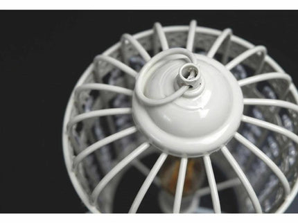 Harmony White Iron Birdcage Table Lamp Elegant Boho Decor.