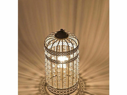 Harmony White Iron Birdcage Table Lamp Elegant Boho Decor.