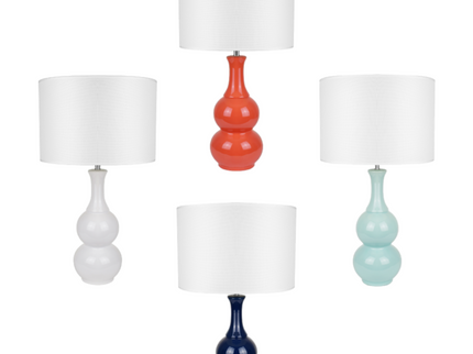 Pattery Barn Table Lamp White Orange Green Blue Ceramic Base.