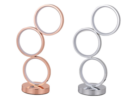 Iva LED Touch Table Lamp Rose Gold Chrome Modern Circular Design.
