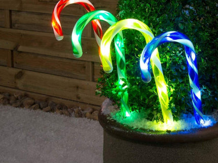 Candy Cane Multicolour LED Light Connectable Set of 4