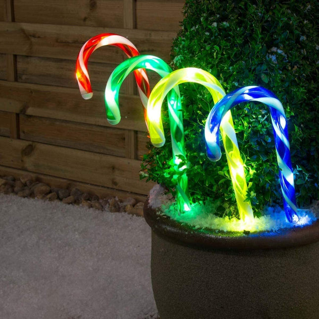 Candy Cane Multicolour LED Light Connectable Set of 4