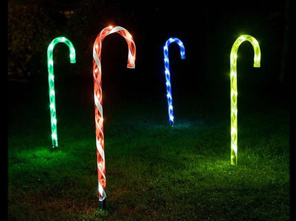 Candy Cane Multicolour LED Light Connectable Set of 4