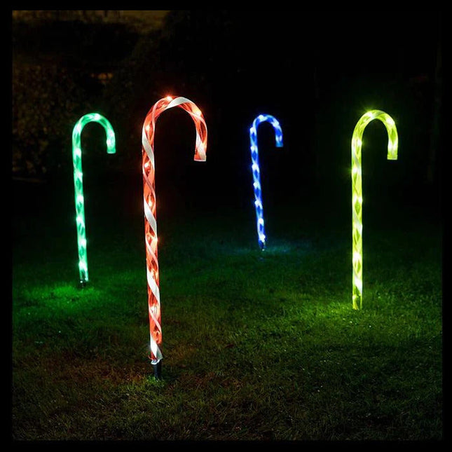 Candy Cane Multicolour LED Light Connectable Set of 4
