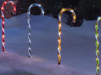Candy Cane Multicolour LED Light Connectable Set of 4
