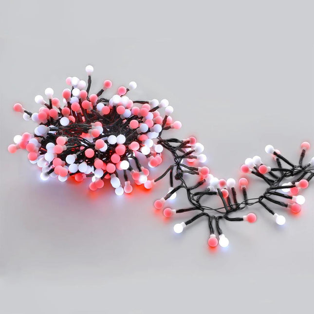 Red & White 300 LED Connectable Cluster Fairy Lights