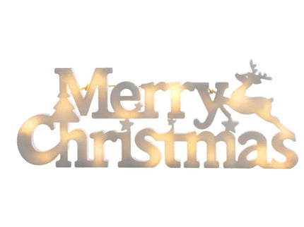 WARM WHITE Merry Christmas Battery Operated Sign