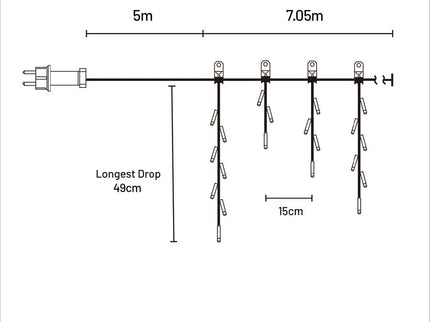 240 COOL WHITE Christmas Icicle Light 7m