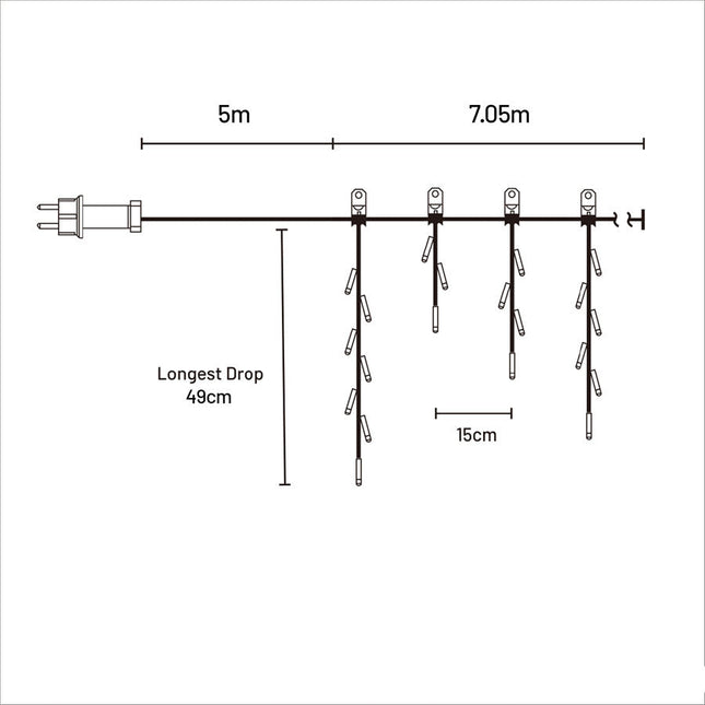 240 WARM WHITE Christmas Icicle Light 7m
