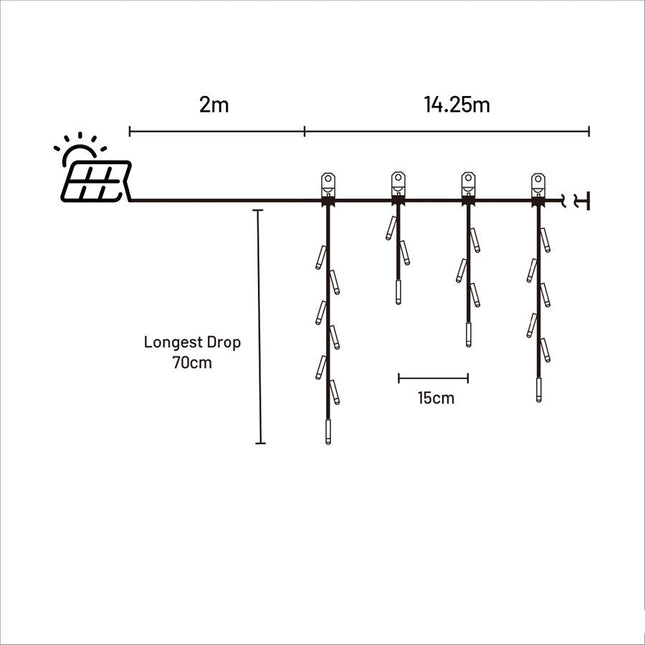 480 MULTICOLOUR Solar 14.25m Icicle Light