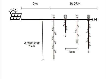 480 WARM WHITE Solar 14.25M Icicle Light