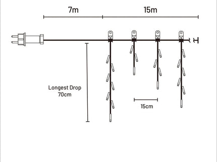 500 BLUE Icicle Light 15m Connectable