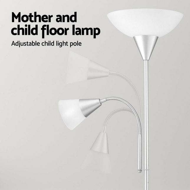 Artiss Floor Lamp Mother and Child Modern Home Living Room Office Reading Silver.
