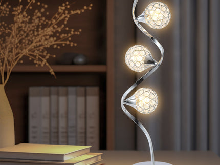 Gordon Table Lamp with Crystal Diffuser and Chrome Base.