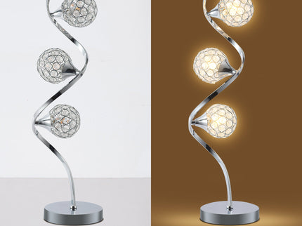 Gordon Table Lamp with Crystal Diffuser and Chrome Base.