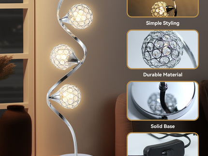 Gordon Table Lamp with Crystal Diffuser and Chrome Base.