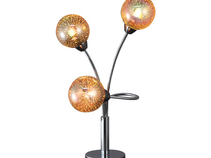 Candice Table Lamp Modern Glass and Chrome Nightstand Light.