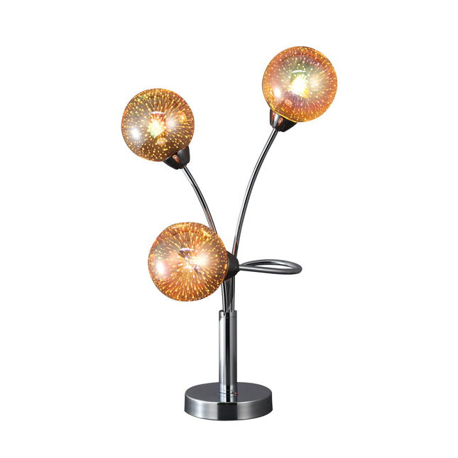 Candice Table Lamp Modern Glass and Chrome Nightstand Light.